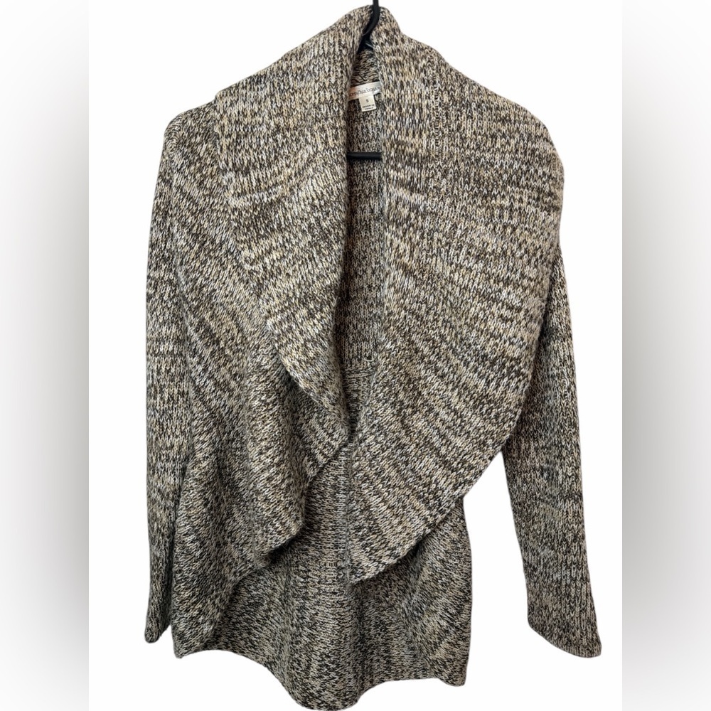 JohnPaulRichard Brown Cream Marbled Shawl Collar Cardigan